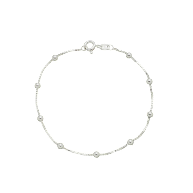 Pulseira Veneziana com Bolinhas de Prata - Prata 925