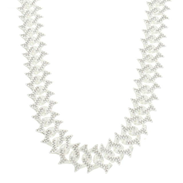 Corrente Spike 16mm Cravejada - Banho Prata