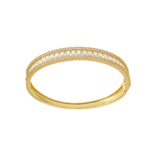 Bracelete Quadrado Pedras Brancas Baguete