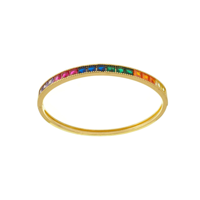 Bracelete Quadrado Pedras Coloridas