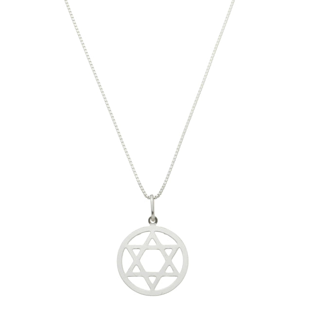 Colar Veneziana c/ Pingente Estrela de Davi - Prata 925