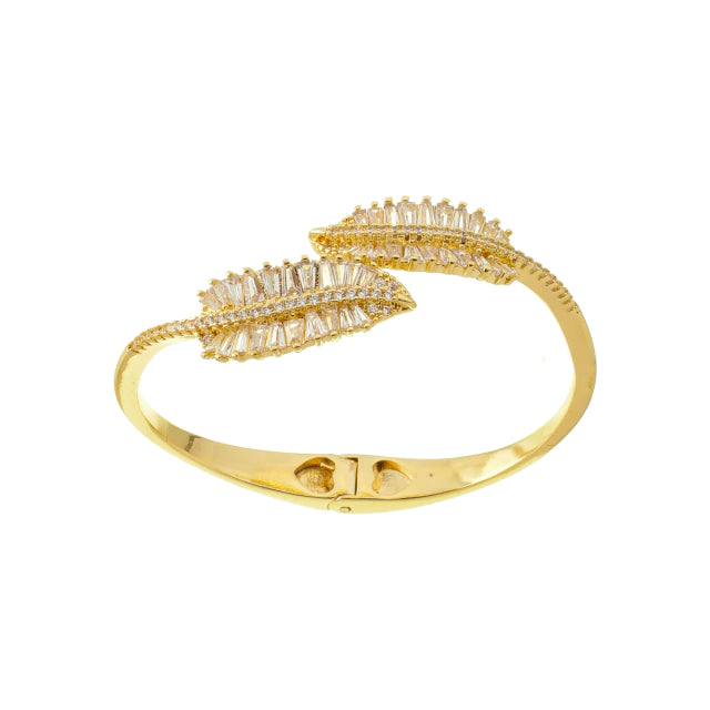 Bracelete Folhas Cravejadas