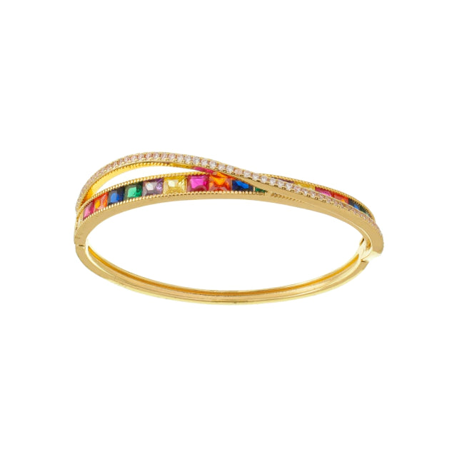 Bracelete Quadrado Linha Cravejada Entrelaçada