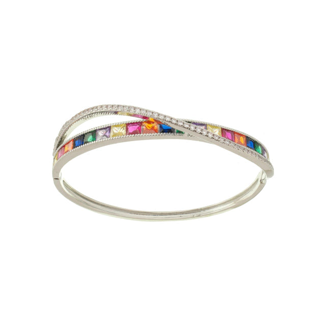 Bracelete Quadrado Linha Cravejada Entrelaçada