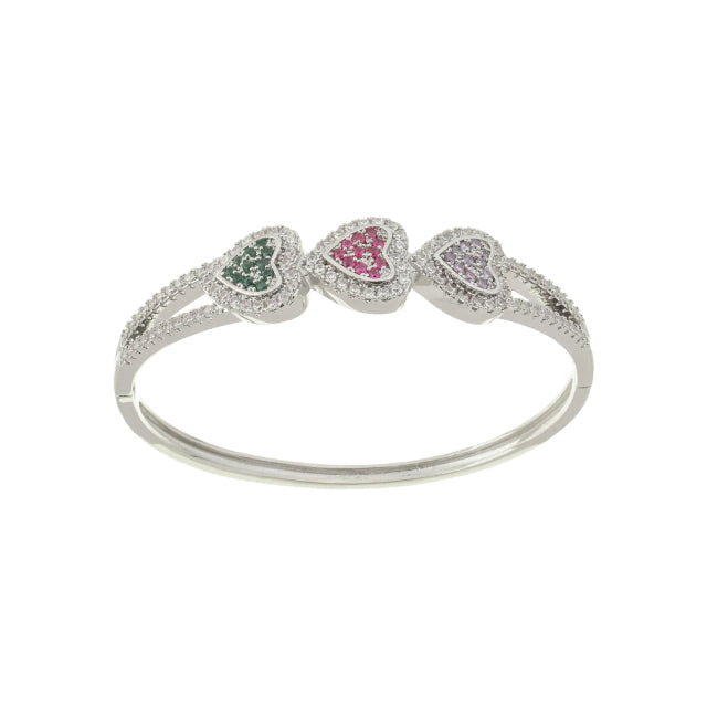 Bracelete 3 Corações Cravejados