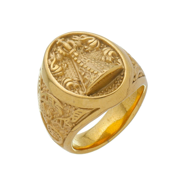 Anel Nossa Senhora Detalhado - Banho Ouro