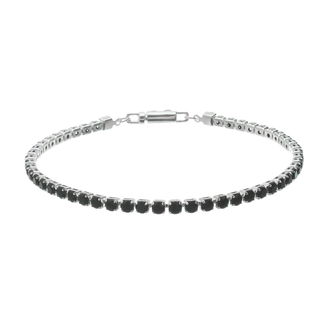Pulseira Riviera Pedras de Zircônia Preta - Banho Prata