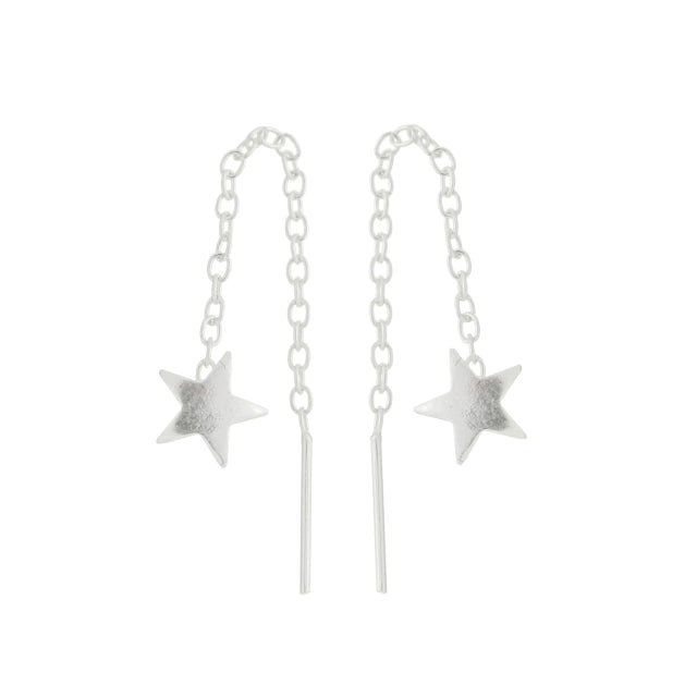 Brinco de Estrela com Corrente - Prata 925