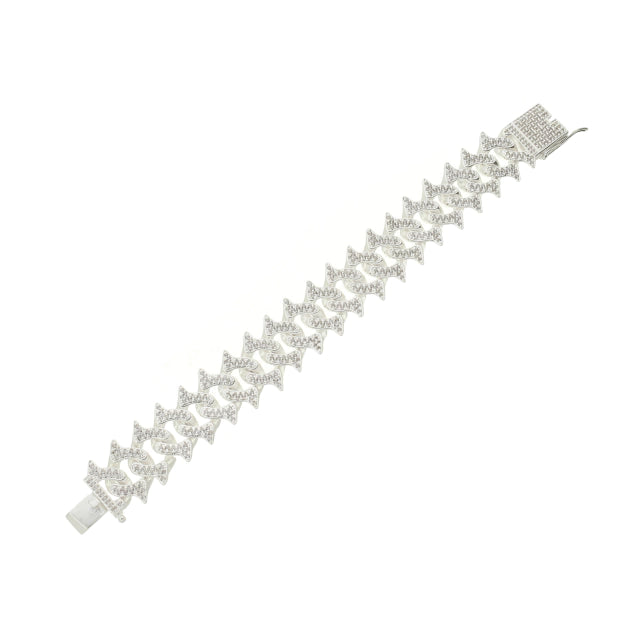 Pulseira Spike Cravejada - Banho Prata