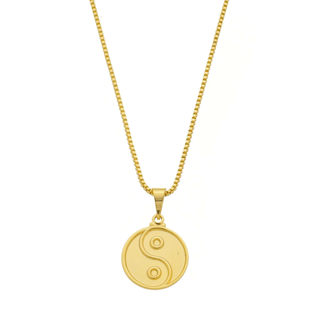 Corrente Veneziana c/ Pingente Yin Yang - Banho Ouro
