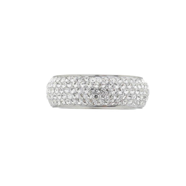 Anel Cinco Fileiras Cravejada - Banho Prata