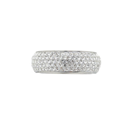 Anel Cinco Fileiras Cravejada - Banho Prata