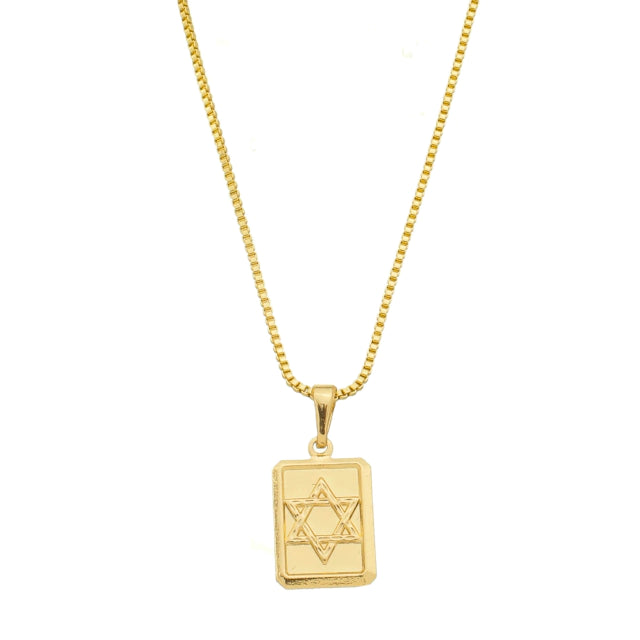 Corrente Veneziana + Pingente Estrela de Davi - Banho Ouro