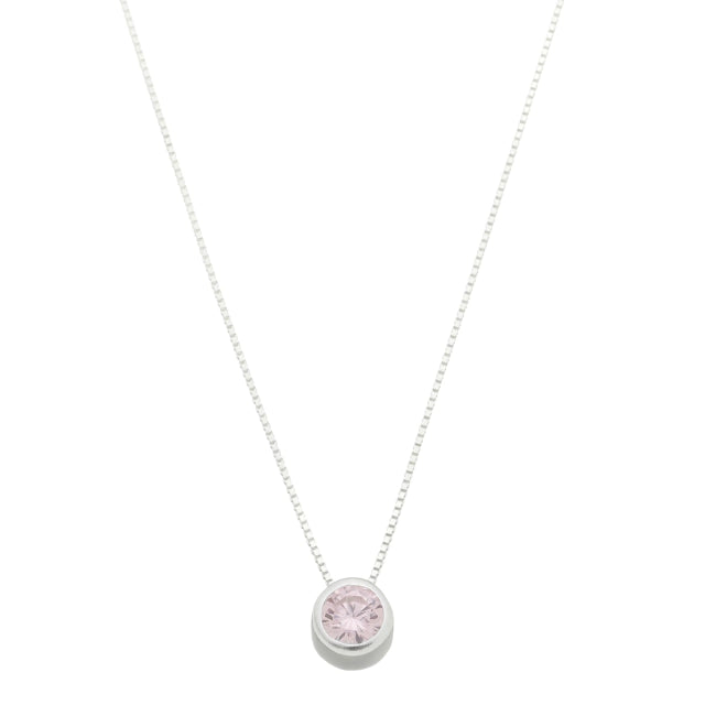 Colar com Pingente Ponto de Luz Rosa - Prata 925