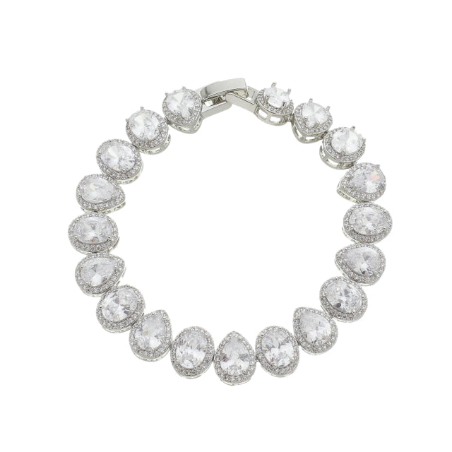 Pulseira com Pedras Ovais - Banho Prata