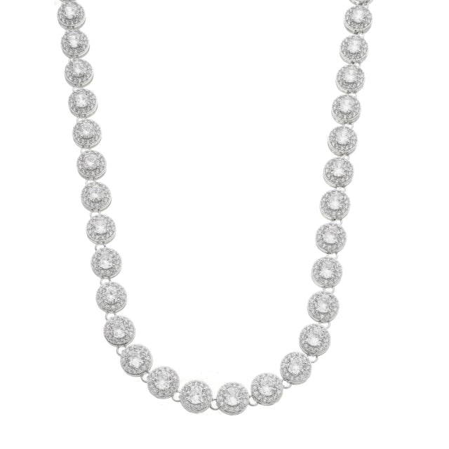 Colar Angelical Cravejado com Pedras Brancas - Banho Prata