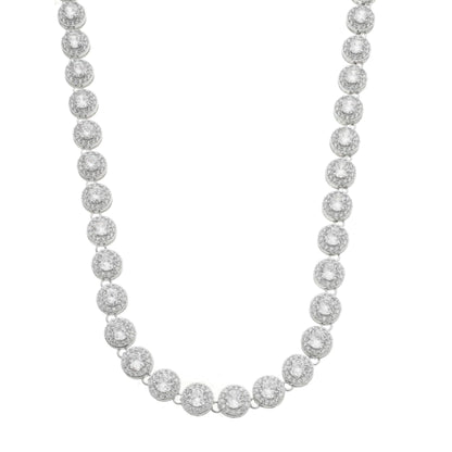 Colar Angelical Cravejado com Pedras Brancas - Banho Prata