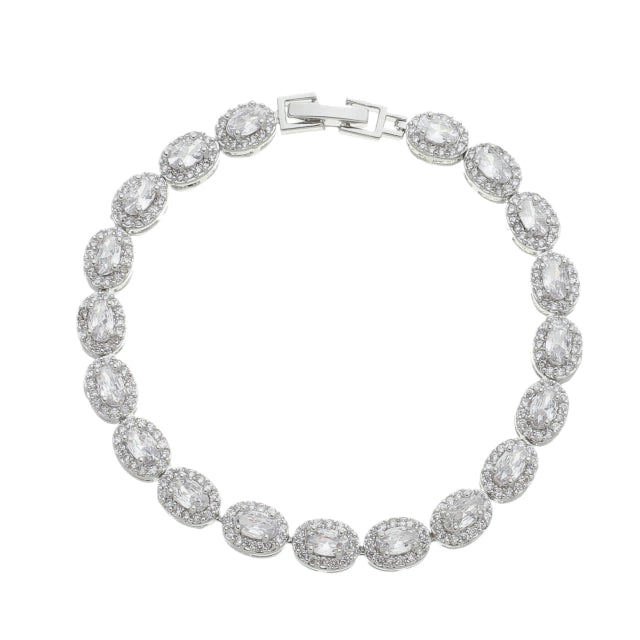 Pulseira Riviera com Pedras de Zircônia Ovais - Banho Prata 925