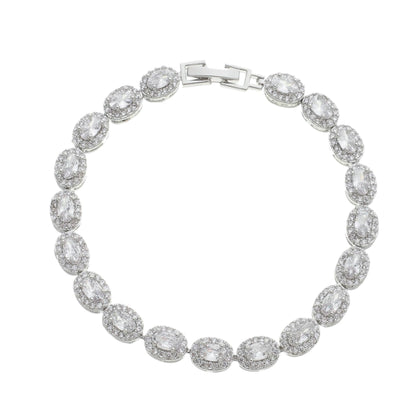 Pulseira Riviera com Pedras de Zircônia Ovais - Banho Prata 925