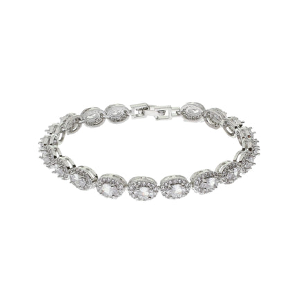 Pulseira Riviera com Pedras de Zircônia Ovais - Banho Prata 925