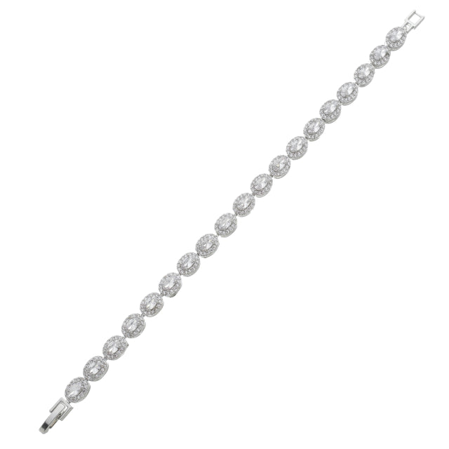 Pulseira Riviera com Pedras de Zircônia Ovais - Banho Prata 925
