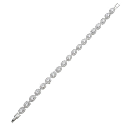 Pulseira Riviera com Pedras de Zircônia Ovais - Banho Prata 925