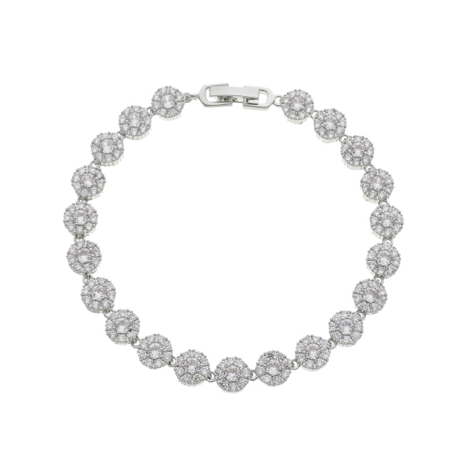 Pulseira Angelical Redonda Cravejada - Banho Prata