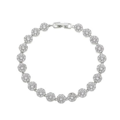 Pulseira Angelical Redonda Cravejada - Banho Prata