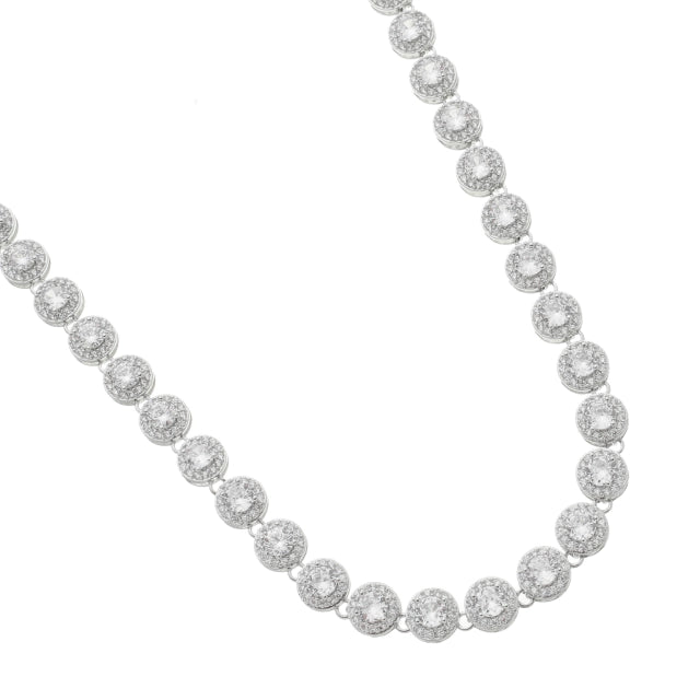 Colar Angelical Cravejado com Pedras Brancas - Banho Prata