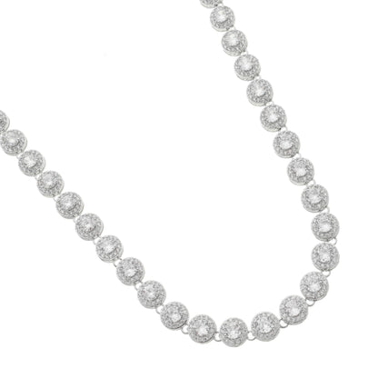 Colar Angelical Cravejado com Pedras Brancas - Banho Prata