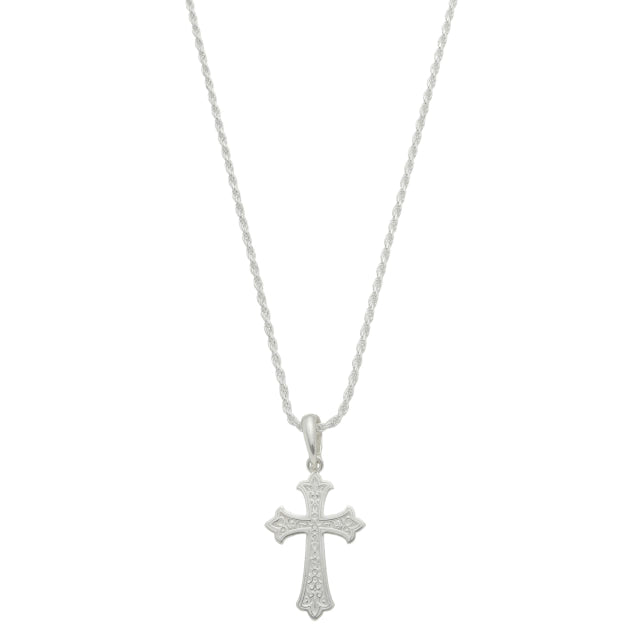 Corrente Cordão Baiano + Pingente Cruz Medalha - Prata 925