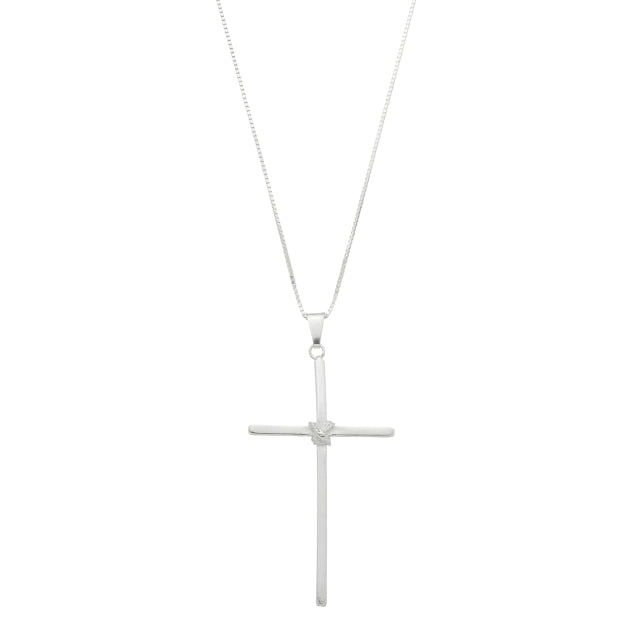 Colar Veneziana c/ Pingente Cruz Palito - Prata 925