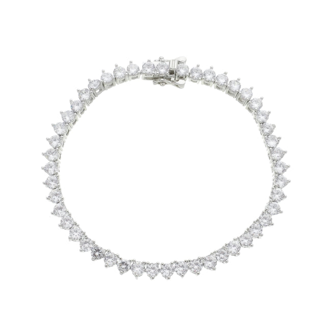 Pulseira Riviera Cravejada com Zircônia Fecho Gaveta Trava Dupla - Banho Prata