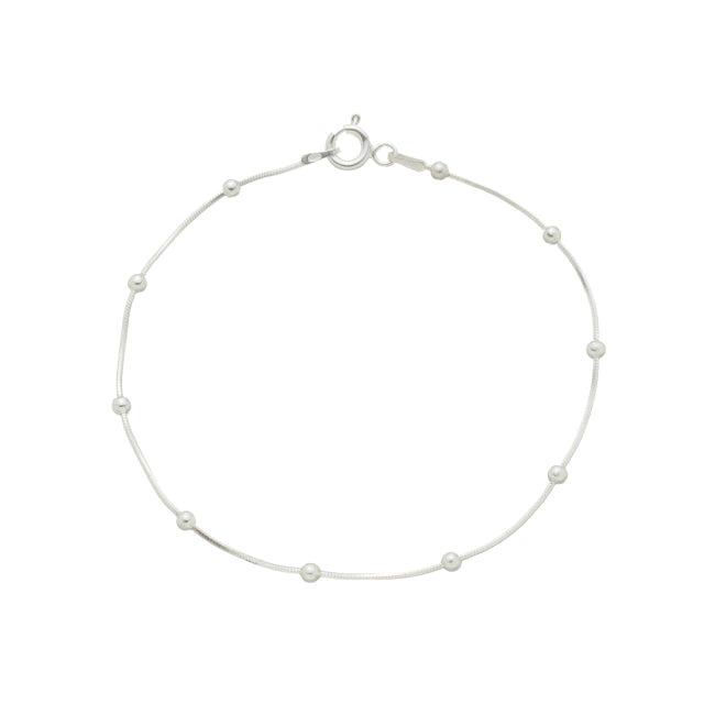 Pulseira Malha Italiana com Bolinhas de Prata - Prata 925