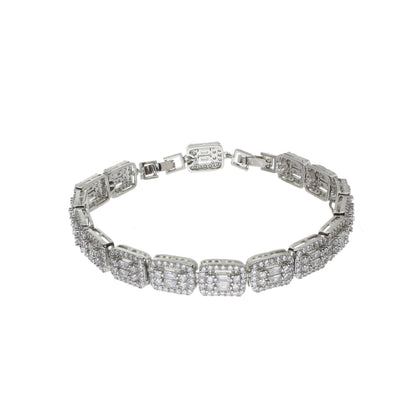 Pulseira Baguete Cravejada - Banho Prata