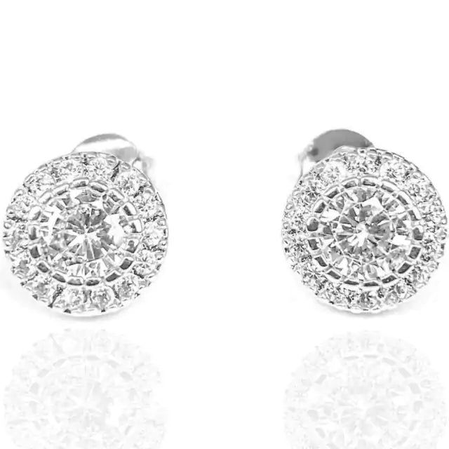 Brinco Redondo Cravejado 15 Pedras - Banho Prata